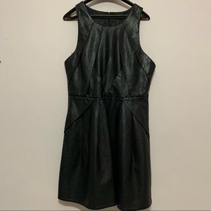 TOPSHOP black faux leather skater dress size 8